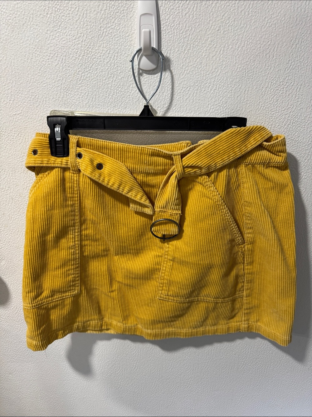 Forever 21 Mustard Yellow Corduroy Mini Skirt with Self-Tie Belt